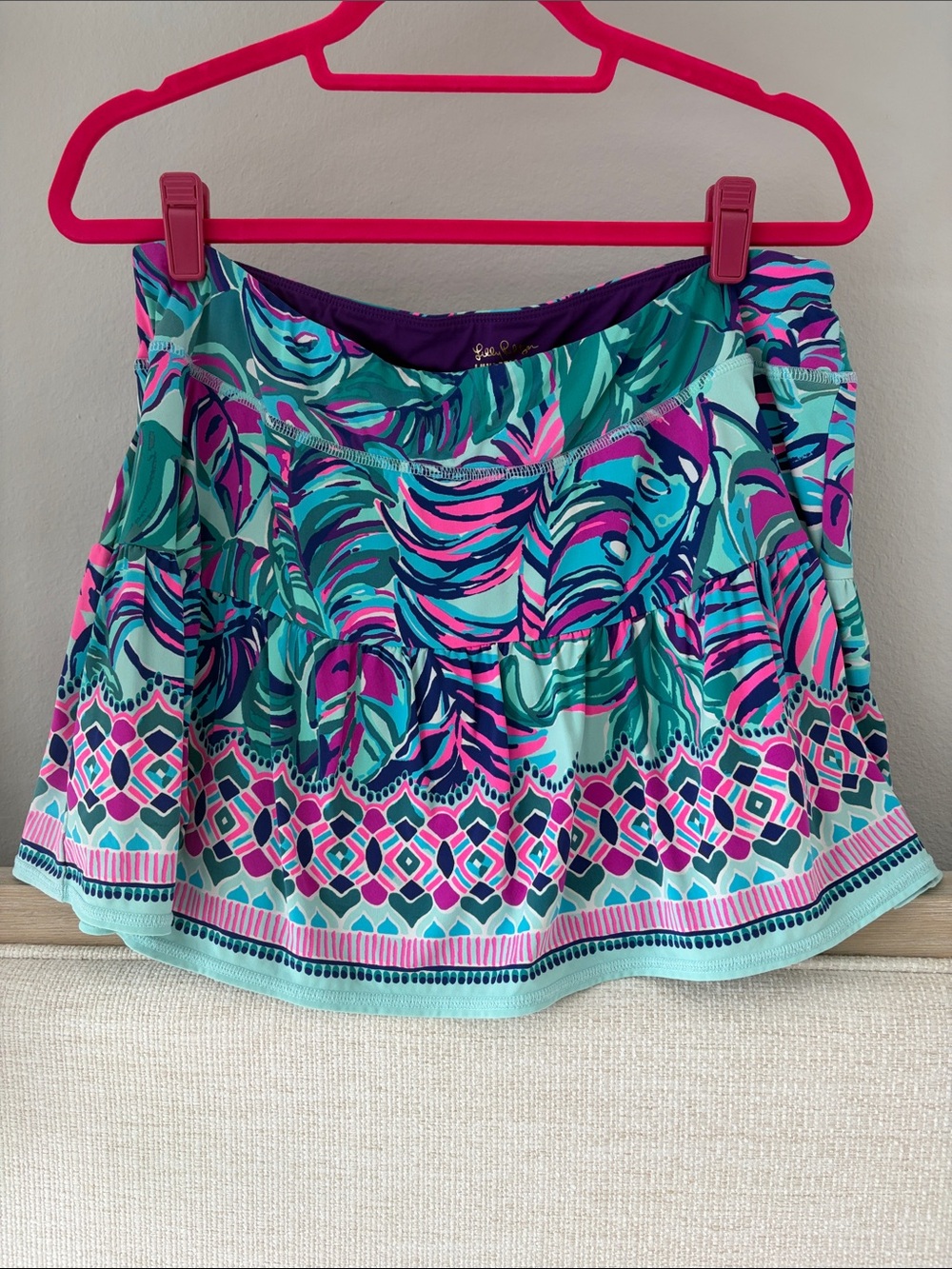 Lilly Pulitzer Teal, Turquoise & Hot Pink Printed Skater Skirt